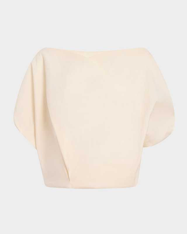 Niles Cap-Sleeve Crop Silk Top